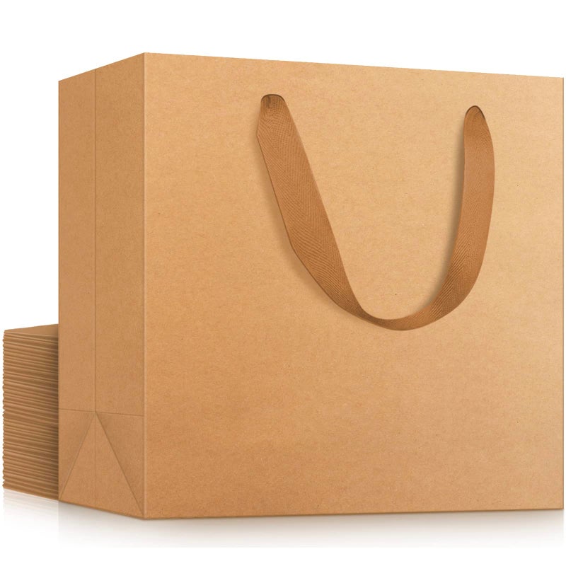 EUSOAR Gift Wrap Bags with Handles 20 Pack 86x39x7 inches Small Kraft Paper Bags in Bulk Heavy Duty Totes for Wedding Grocery Boutique Retail Business Birthdays